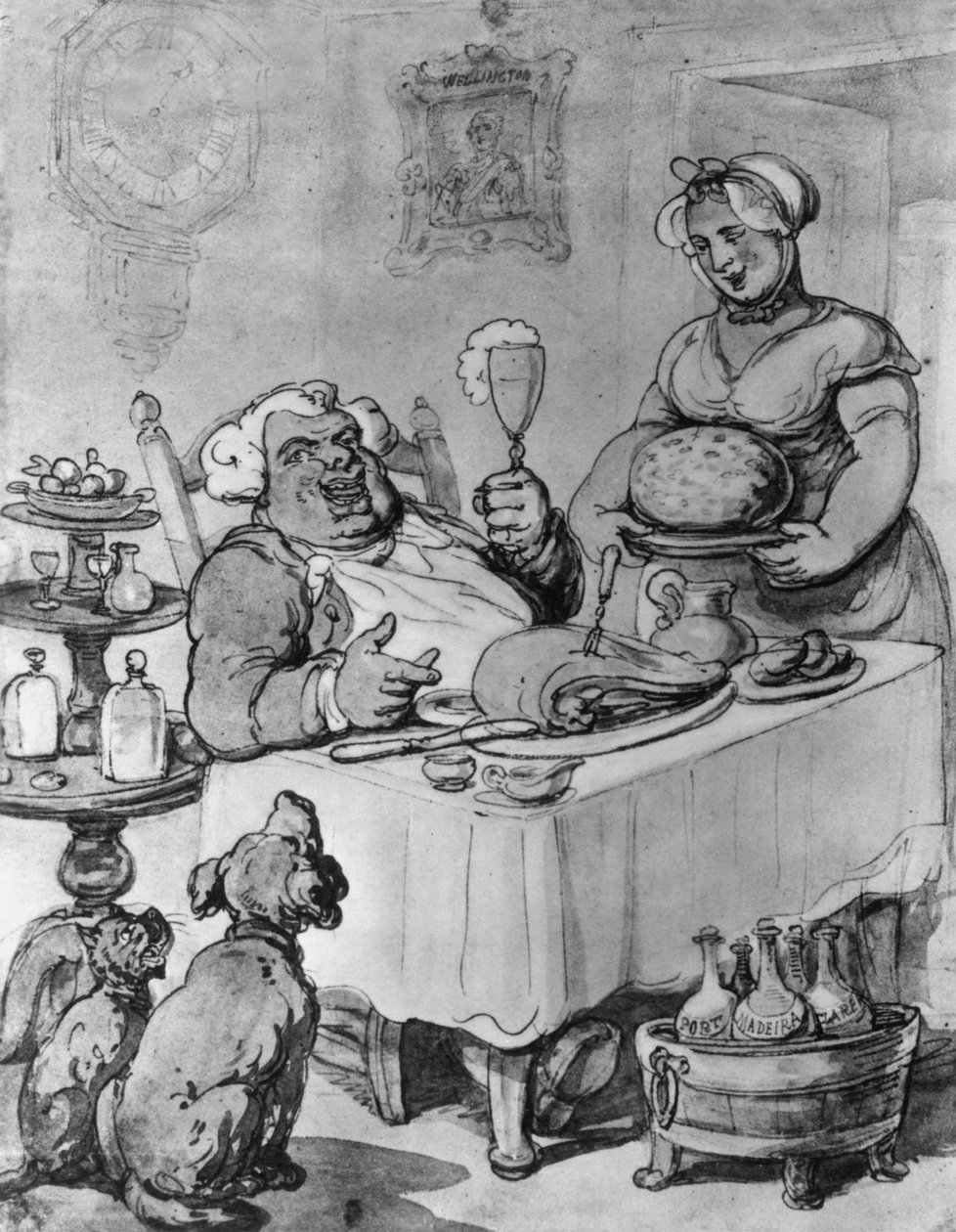 Et godt måltid, (sort negativ) af Thomas Rowlandson