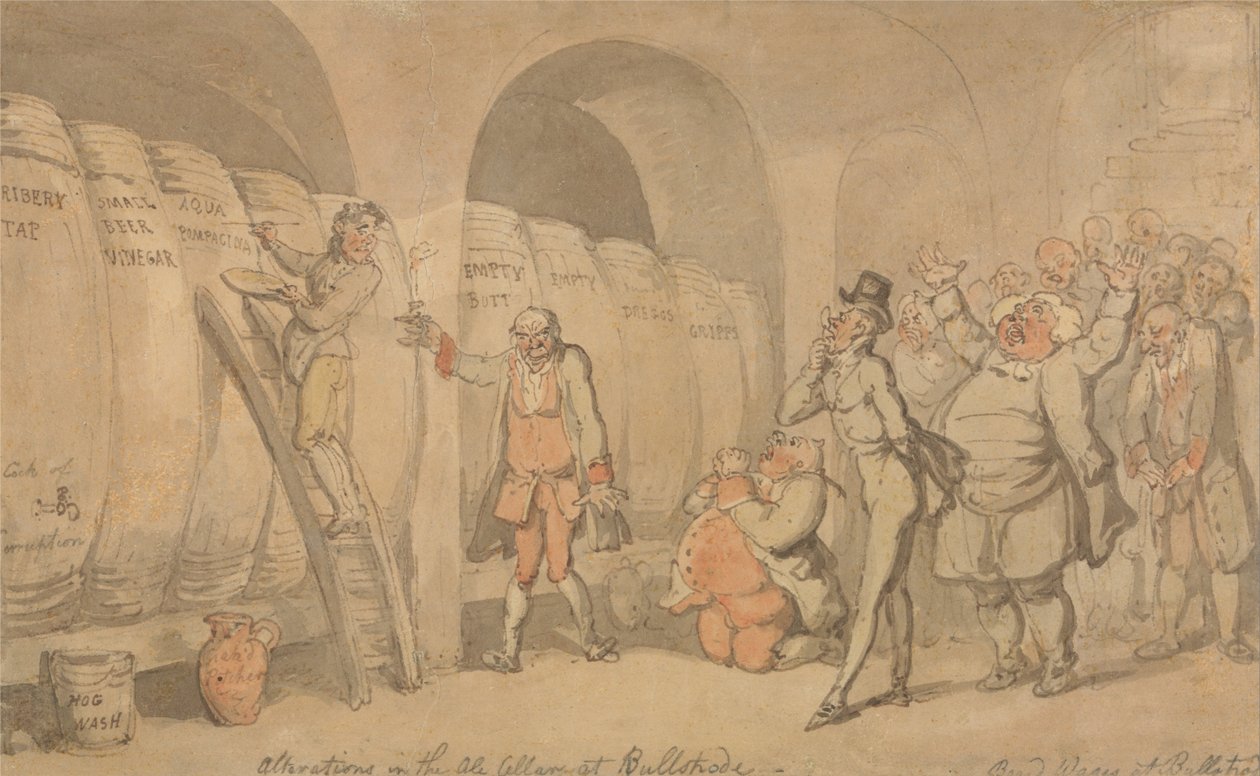 Ændringer i ølkælderen i Bullstrode af Thomas Rowlandson