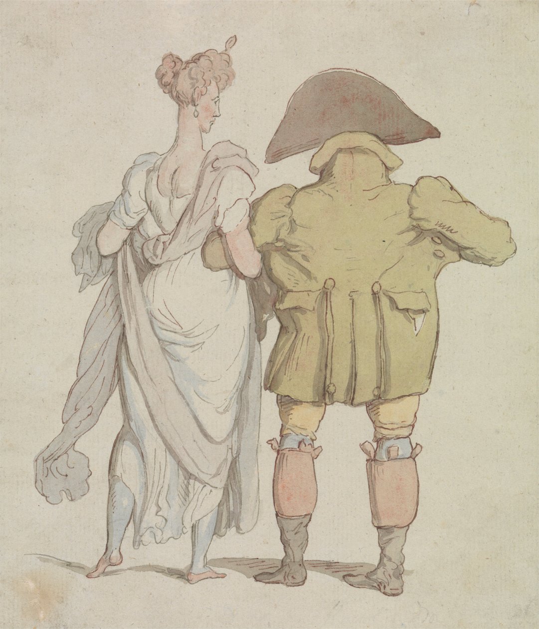En ældre buk, der går med en dame af Thomas Rowlandson