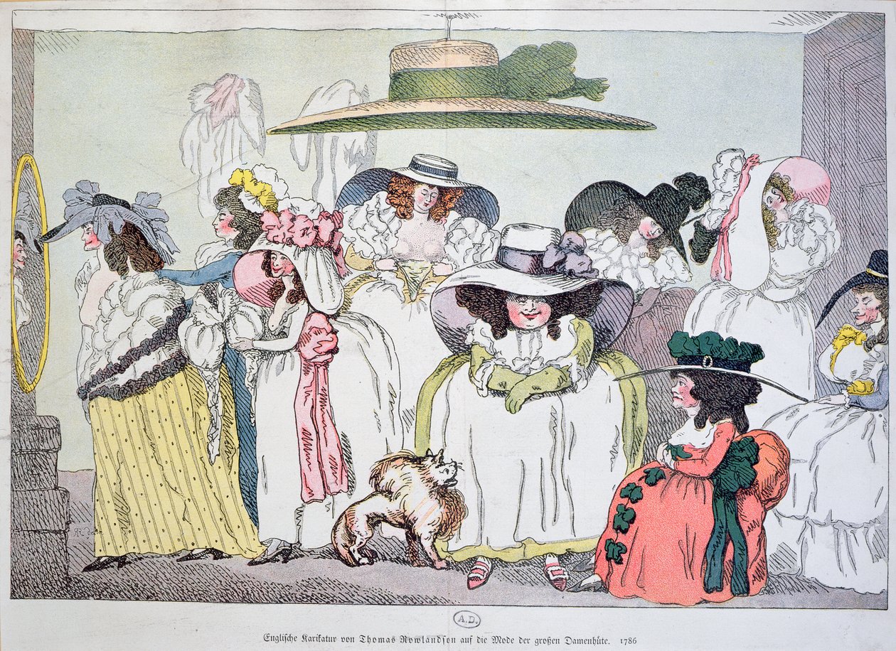 Karikatur af mode til store hatte, 1786 af Thomas Rowlandson