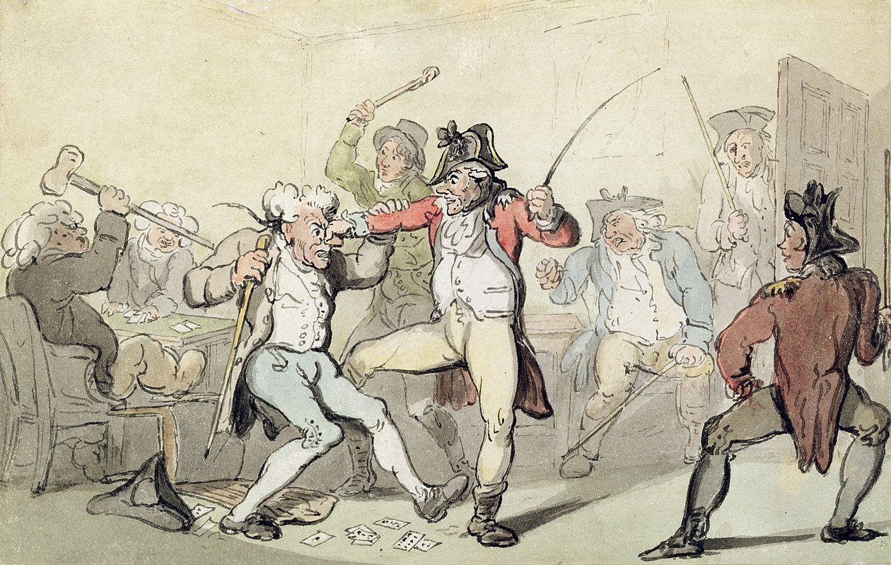 Snyd ved kort (wc med pen og blæk på papir) af Thomas Rowlandson
