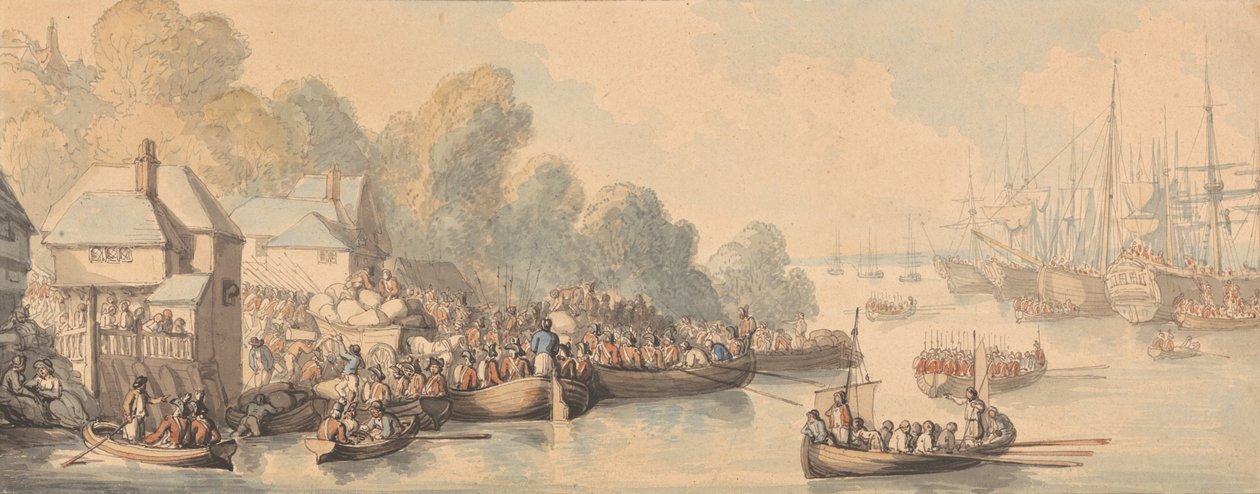 Ombordstigning i Southampton, 20. juni 1794 af Thomas Rowlandson