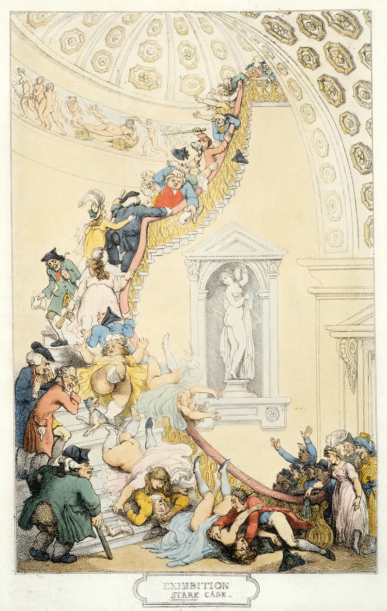 Udstilling Stare Case, ca. 1800 (farvet radering) af Thomas Rowlandson