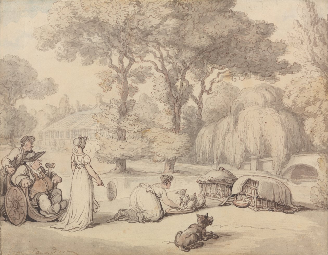 Fodring af ællingerne af Thomas Rowlandson