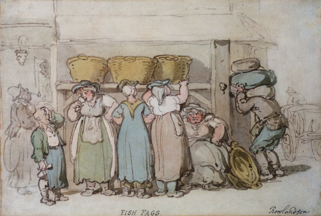 Fish Fags (pen, wc og blyant på papir) af Thomas Rowlandson