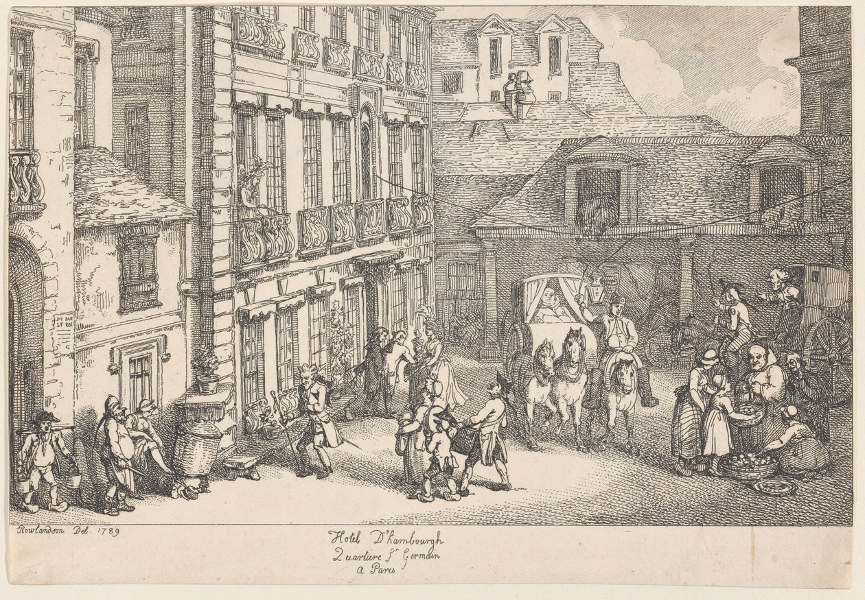 Hotel dHambourgh, Quartiere St. Germain i Paris, 1789 af Thomas Rowlandson