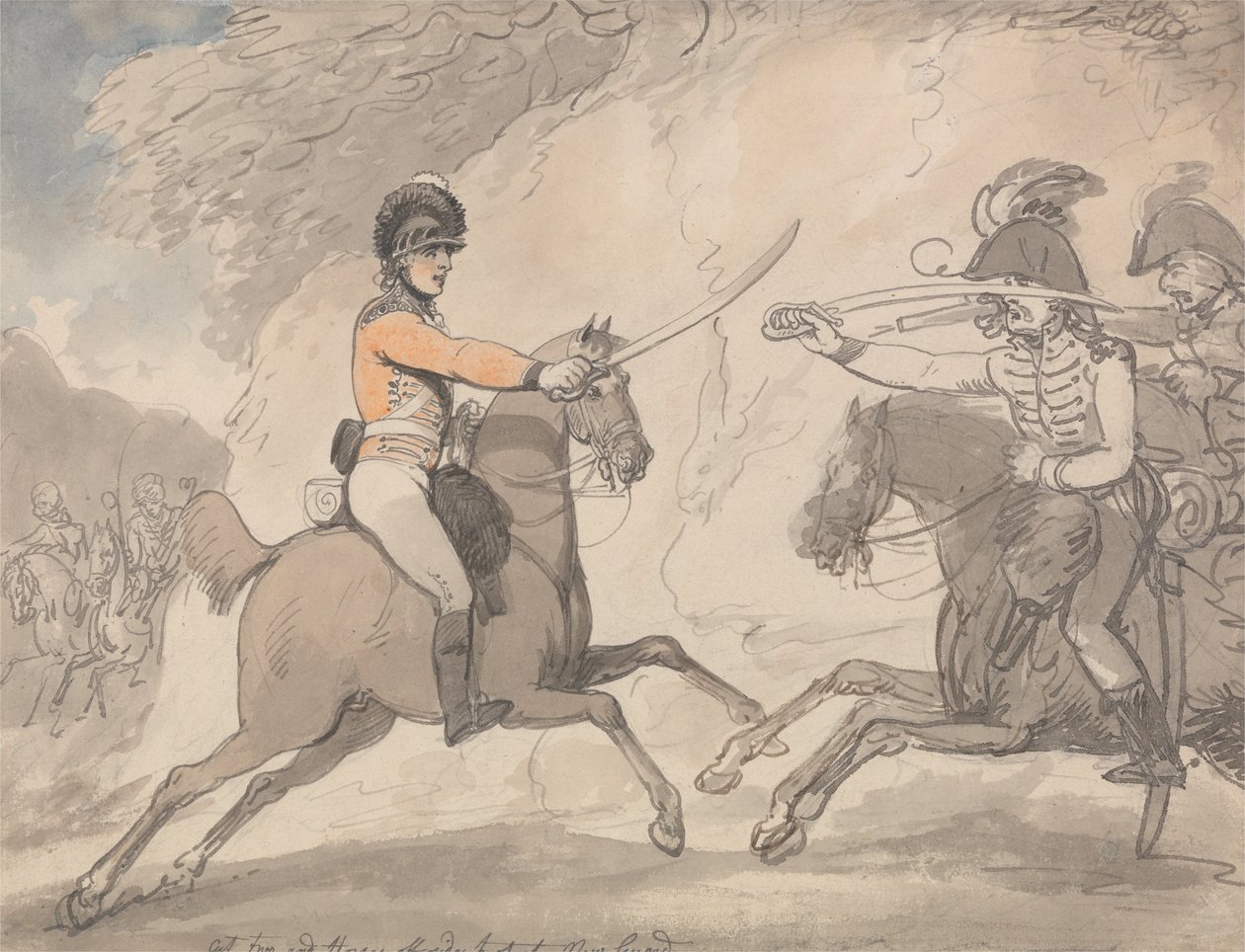 Ungarsk og Highland Broadsword -øvelse af Thomas Rowlandson