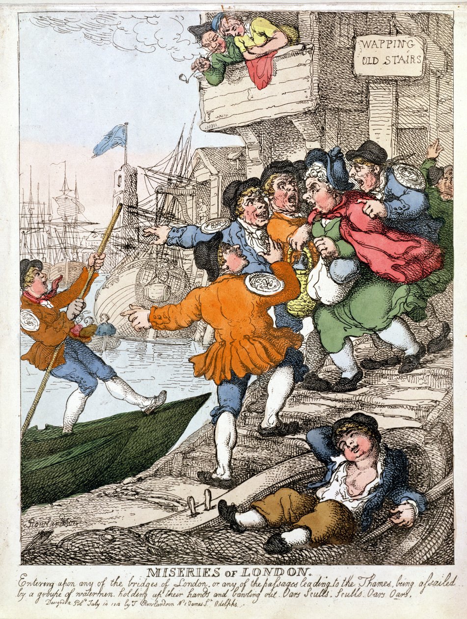 Londons elendighed - Themsen ved Wapping af Thomas Rowlandson