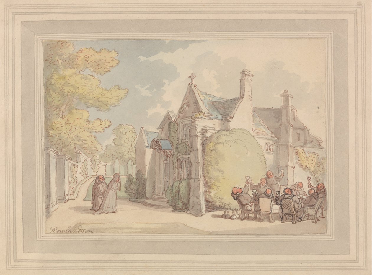 Munke Carousing uden for et kloster af Thomas Rowlandson