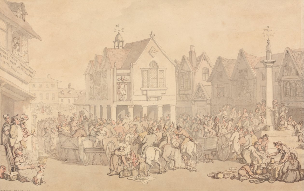 Newbury Market Place, Berkshire af Thomas Rowlandson