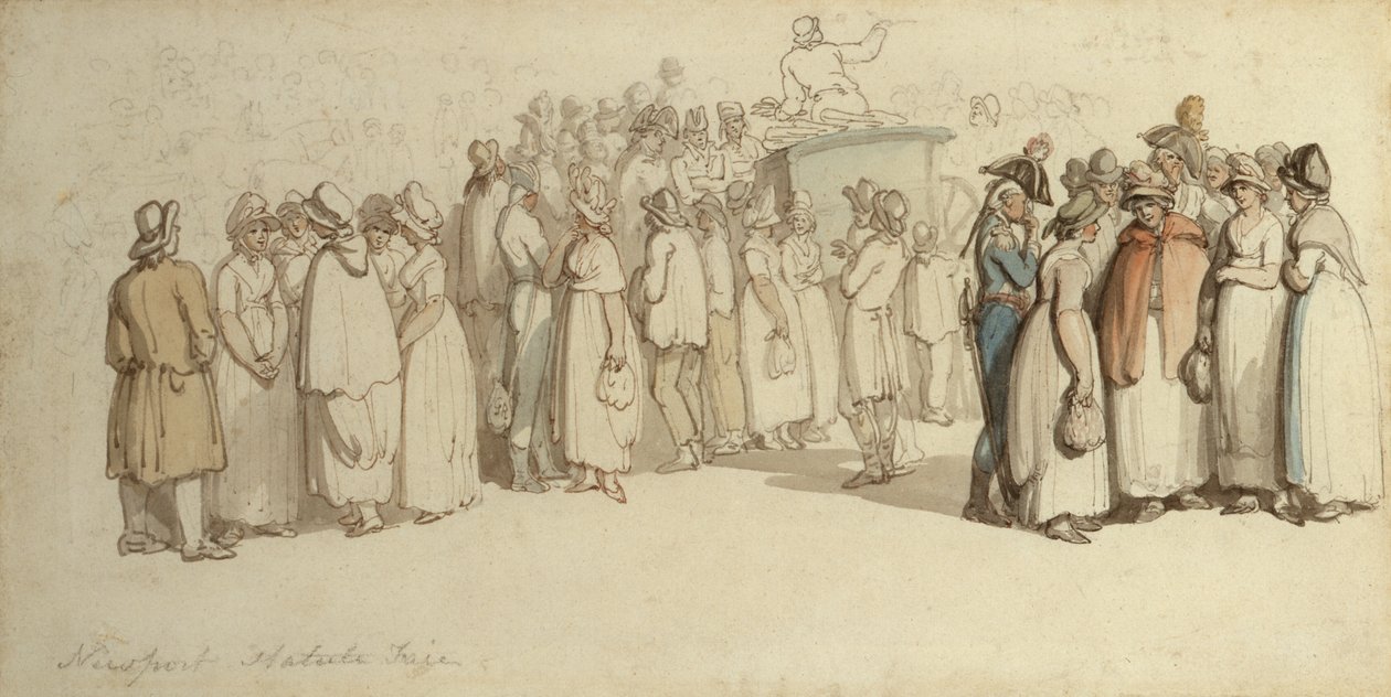 Newport Statute Fair (blyant, pen og blæk og wc på papir) af Thomas Rowlandson