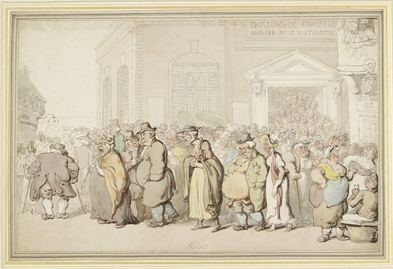 Providence Chapel (pen og sort og brun blæk og akvarel, over svage markeringer i grafit) af Thomas Rowlandson