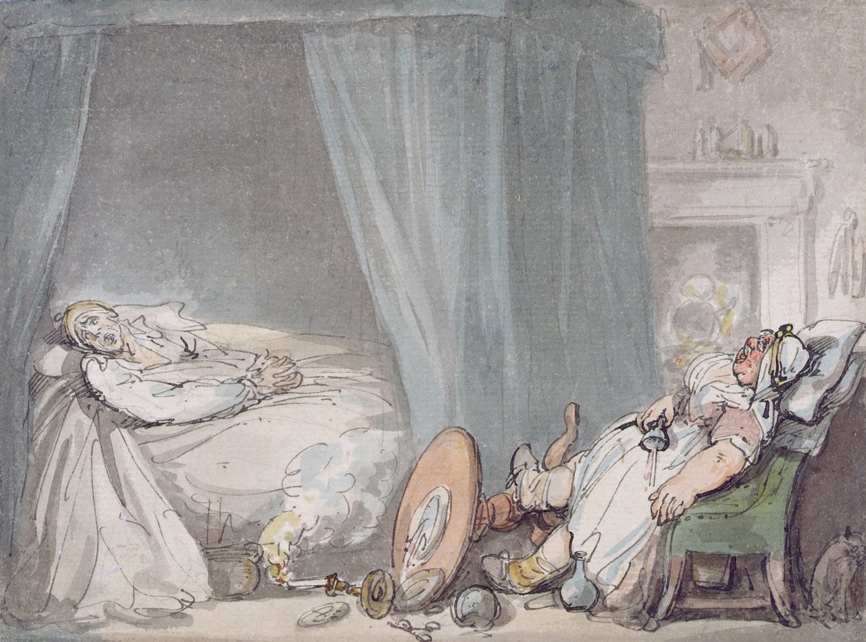 The Drunken Nurse (pen og blæk og wc på papir) af Thomas Rowlandson