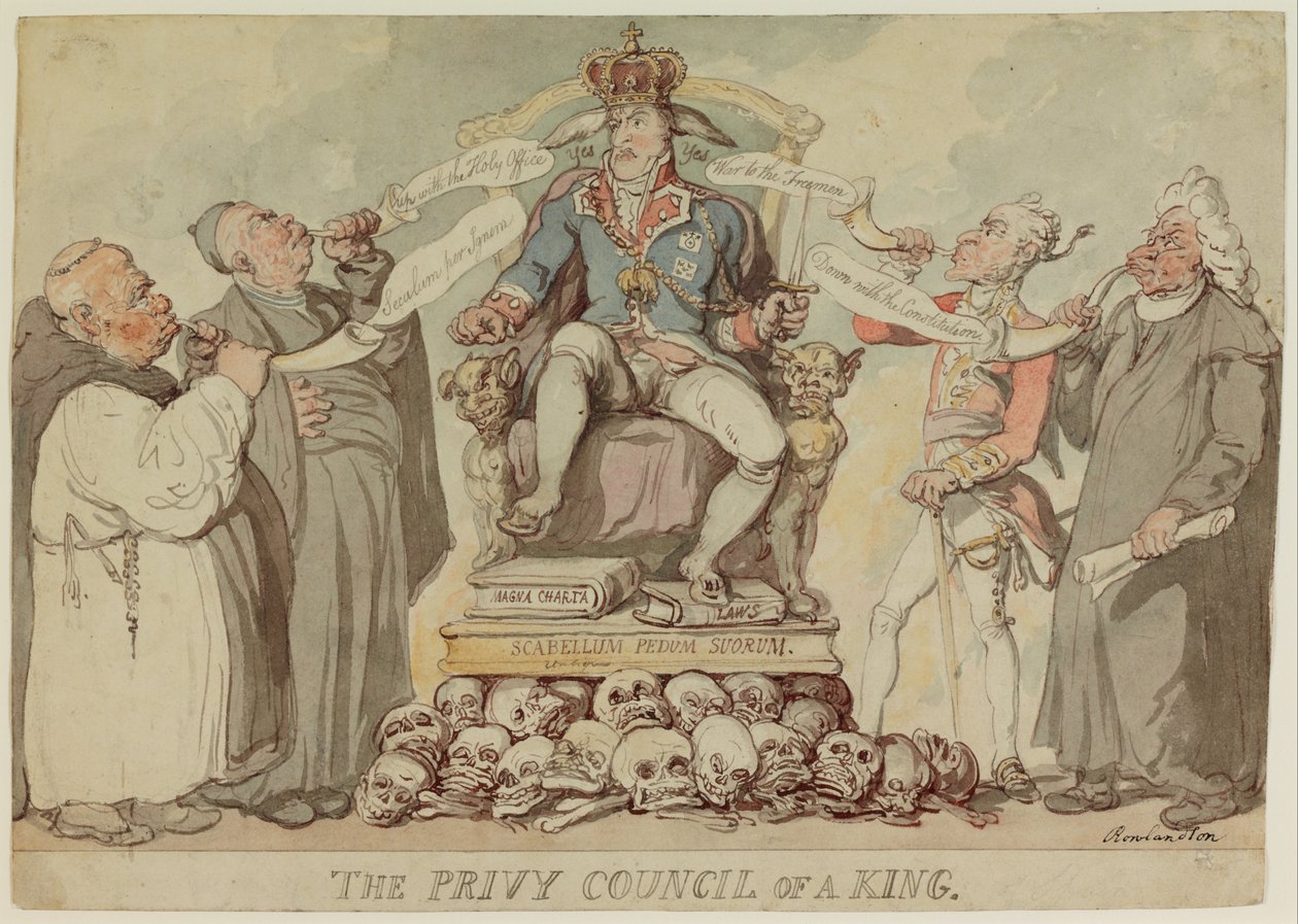 Det kongelige råd for en konge af Thomas Rowlandson