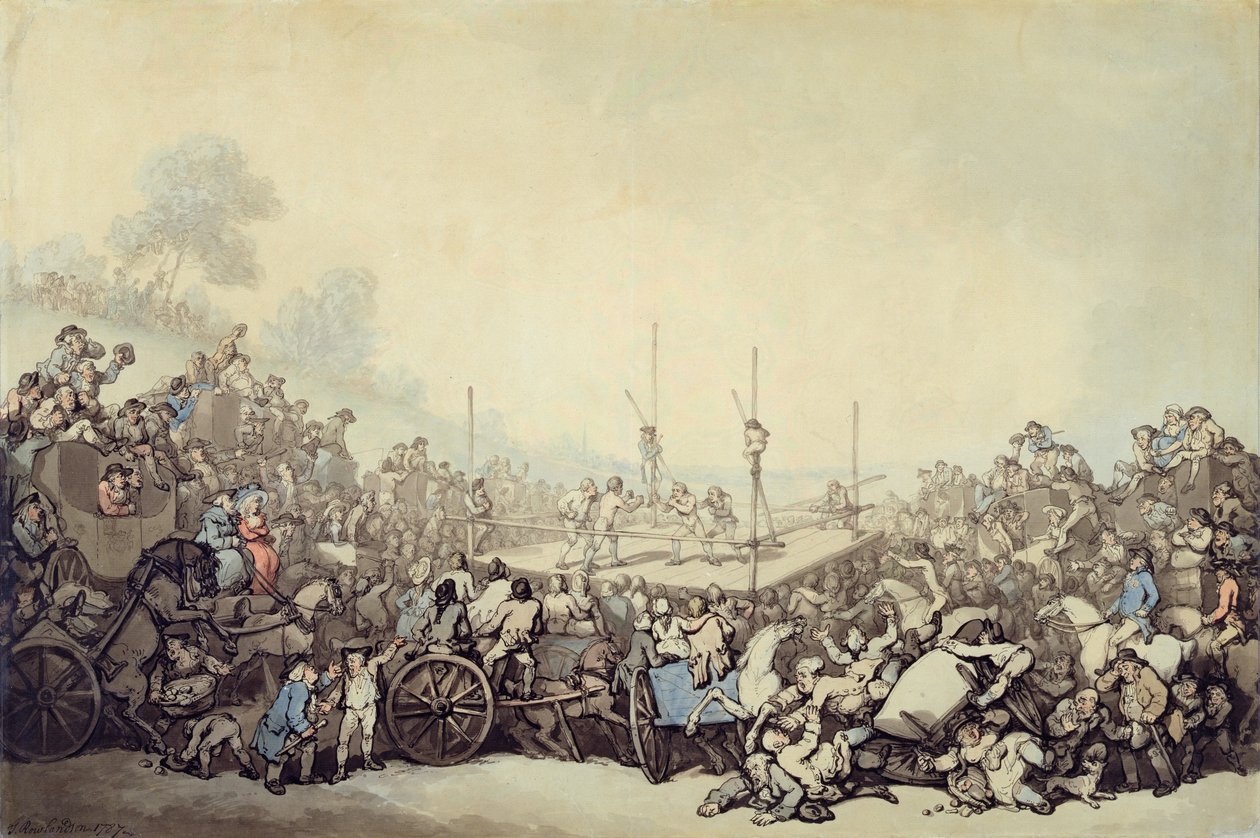 The Prize Fight, 1787 (pen, blæk og wc over grafit på lagt papir) af Thomas Rowlandson