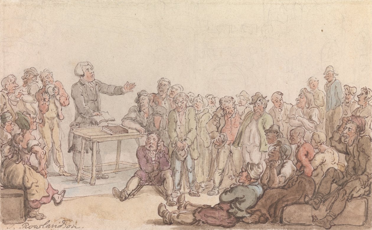 Præsten i Wakefield- Præsten prædiker til fangerne af Thomas Rowlandson