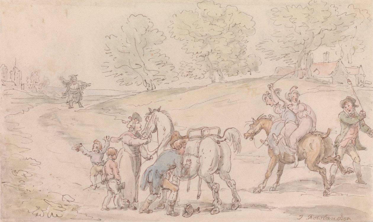 Præsten i Wakefield- Familien Vikarer på vejen til kirken af Thomas Rowlandson