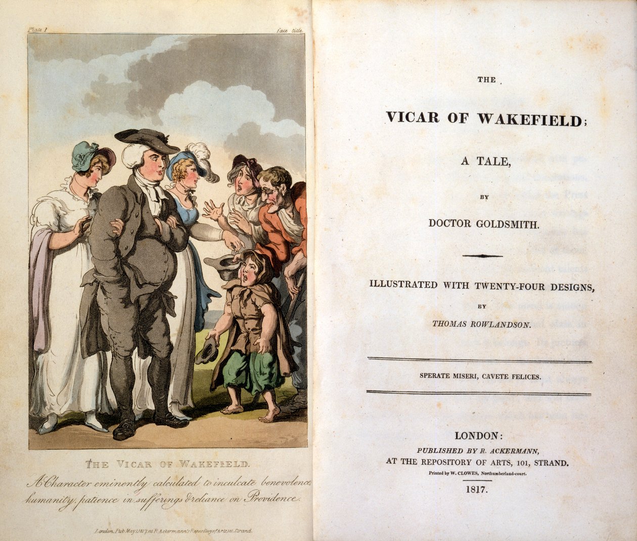 Vicar of Wakefield af Oliver Goldsmith, Frontispice, 1817 af Thomas Rowlandson