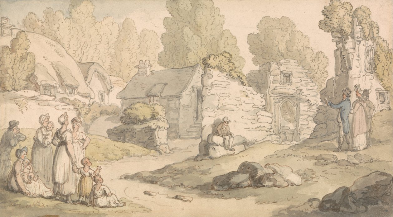 Besøgende, der inspicerer Abbey Ruins af Thomas Rowlandson