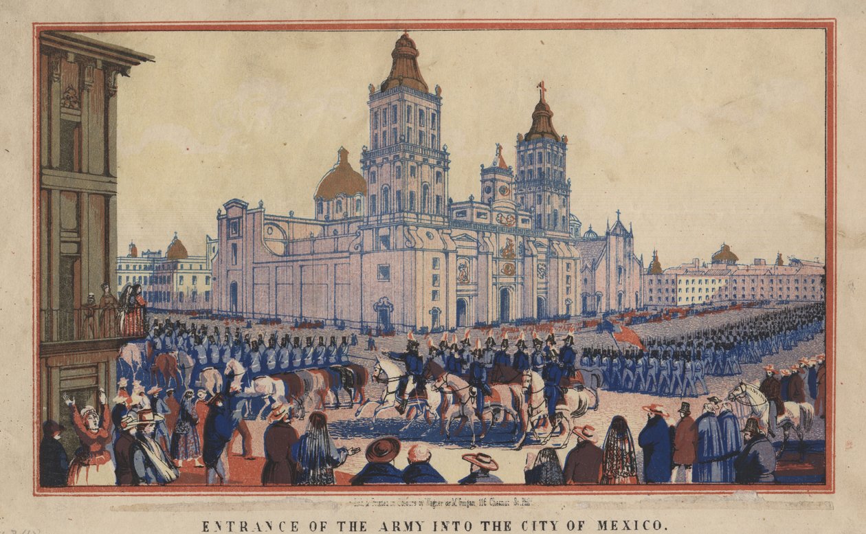 Hærens indtog i Mexico City, 1848 (chromolitho) af Thomas S. Wagner