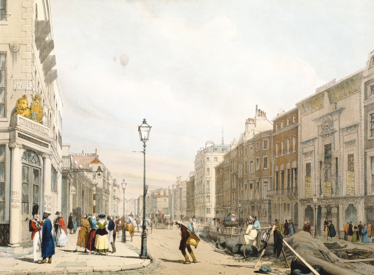 Piccadilly, med udsigt mod byen, fra "London As It Is", graveret og udgivet af kunstneren, 1842 af Thomas Shotter Boys