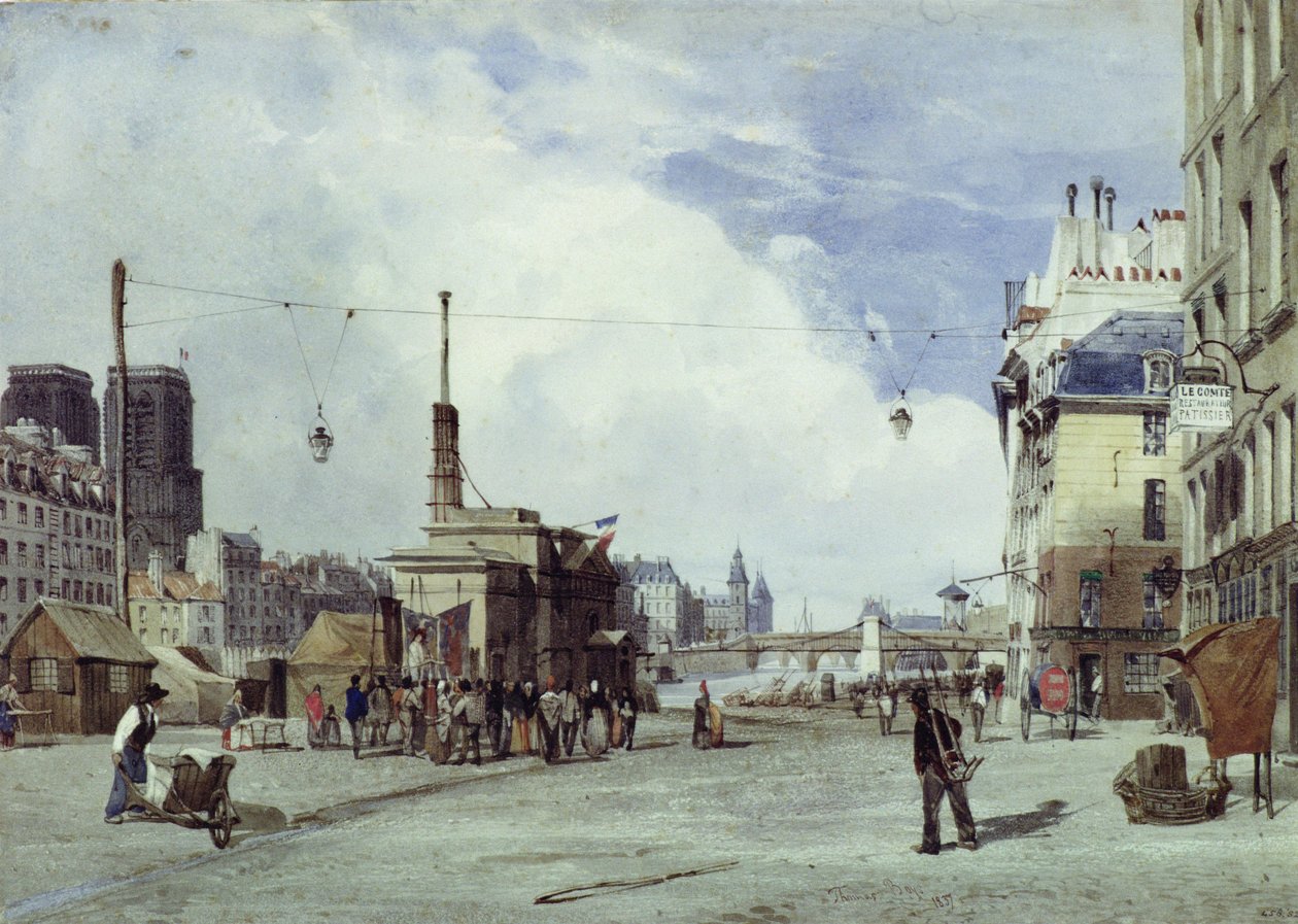 Quai de la Greve, Paris, i 1837 af Thomas Shotter Boys