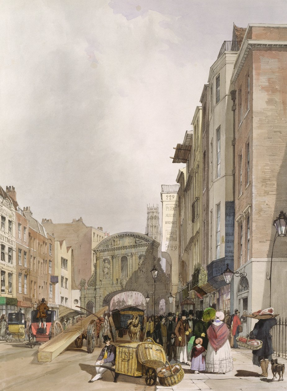 Temple Bar fra Stranden, 1842 af Thomas Shotter Boys