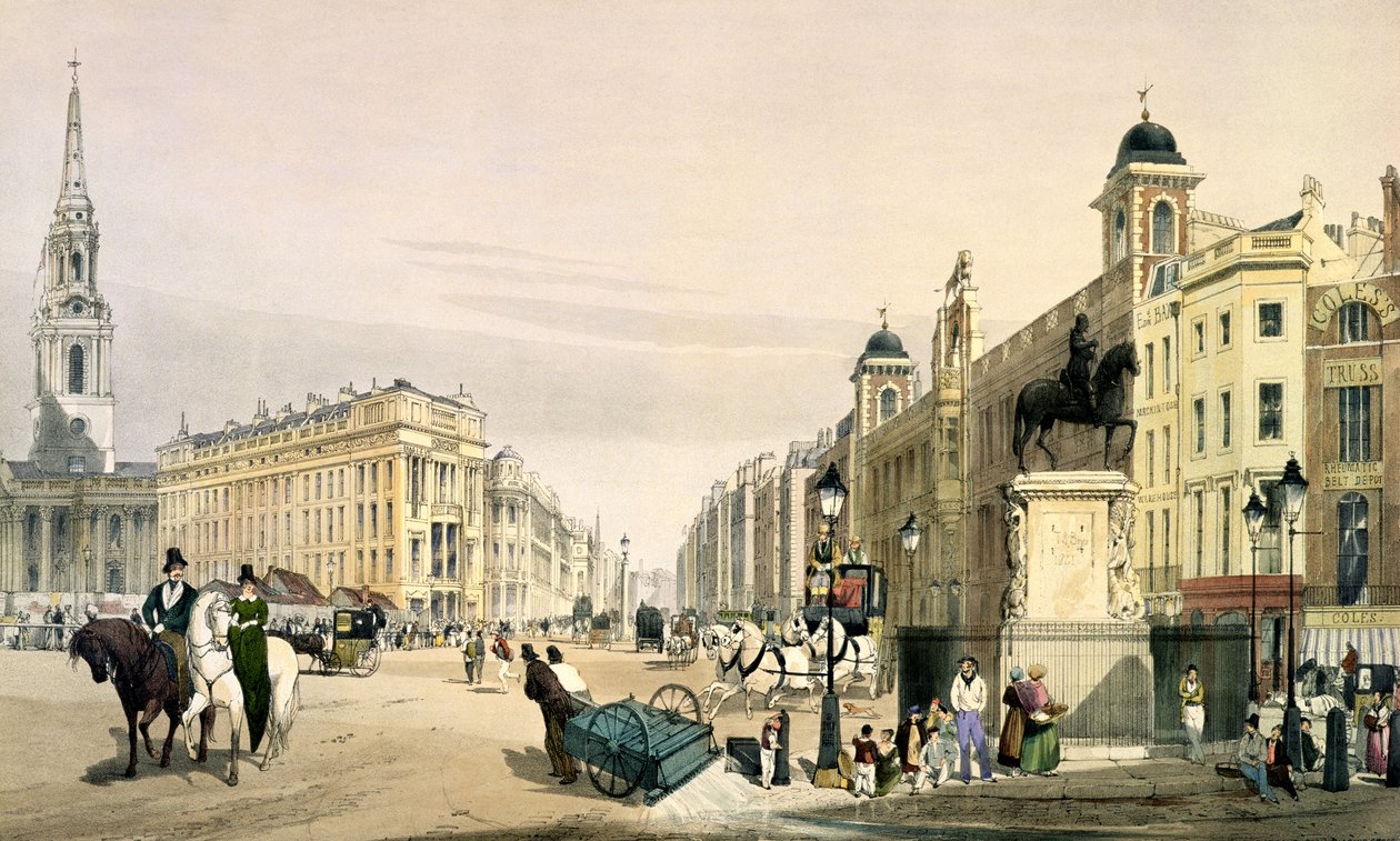 Udsigt fra Charing Cross mod Strand, 1842 af Thomas Shotter Boys
