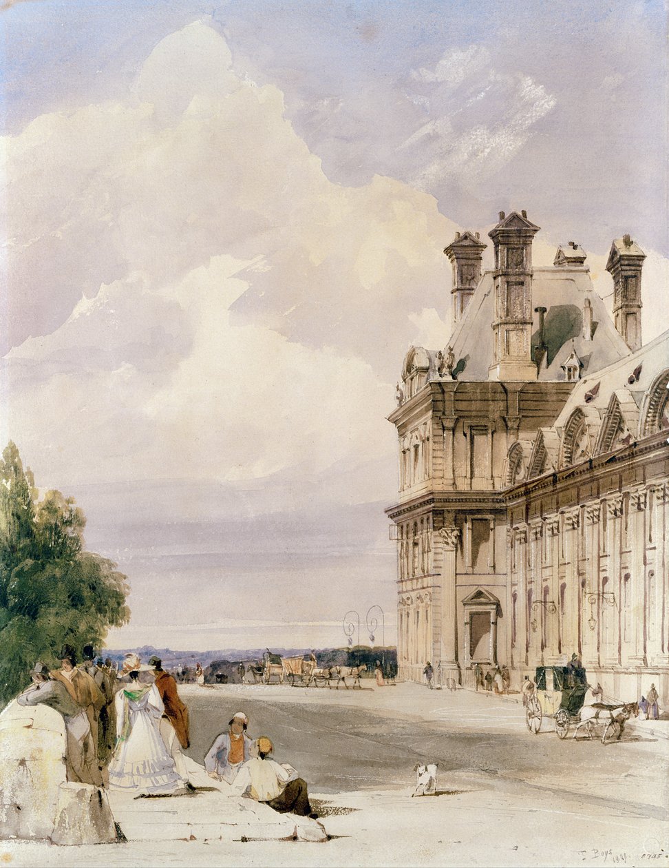 Udsigt nær Pont Royal, med Pavillon de Flore, Tuilerierne af Thomas Shotter Boys