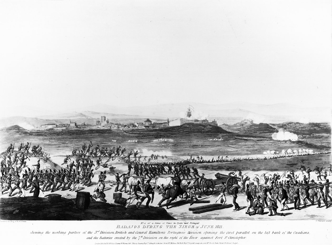 Badajos under belejringen i juni 1811, graveret af Charles Turner, 1812 af Thomas Staunton St. Clair