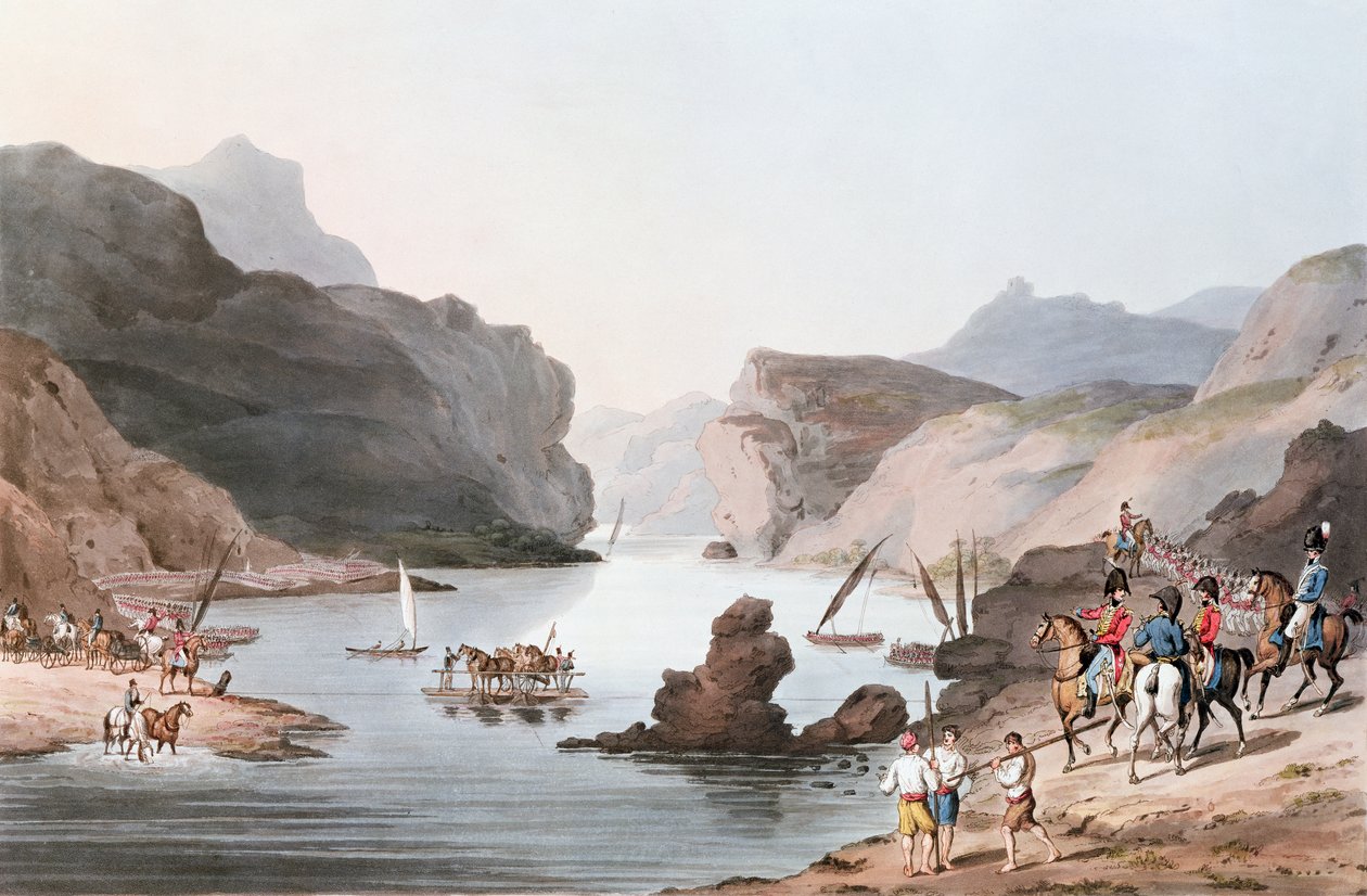 Pass af Tejo ved Vila Velha ind i Alentejo, 20. maj 1811 graveret af C. Turner af Thomas Staunton St. Clair