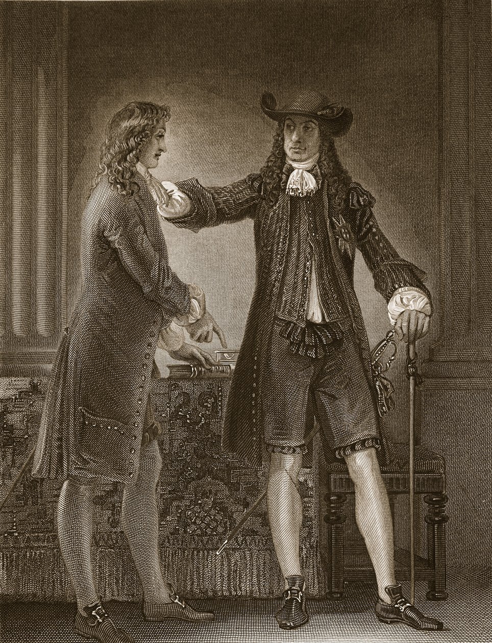 Charles II og Sir William Temple, graveret af J. Parker, illustration fra David Humes "The History of England", udgivet af R. Bowyer, London, 1812 af Thomas Stothard