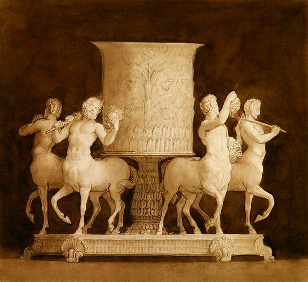 Design til en sølvkalk (sepia blæk på papir) af Thomas Stothard