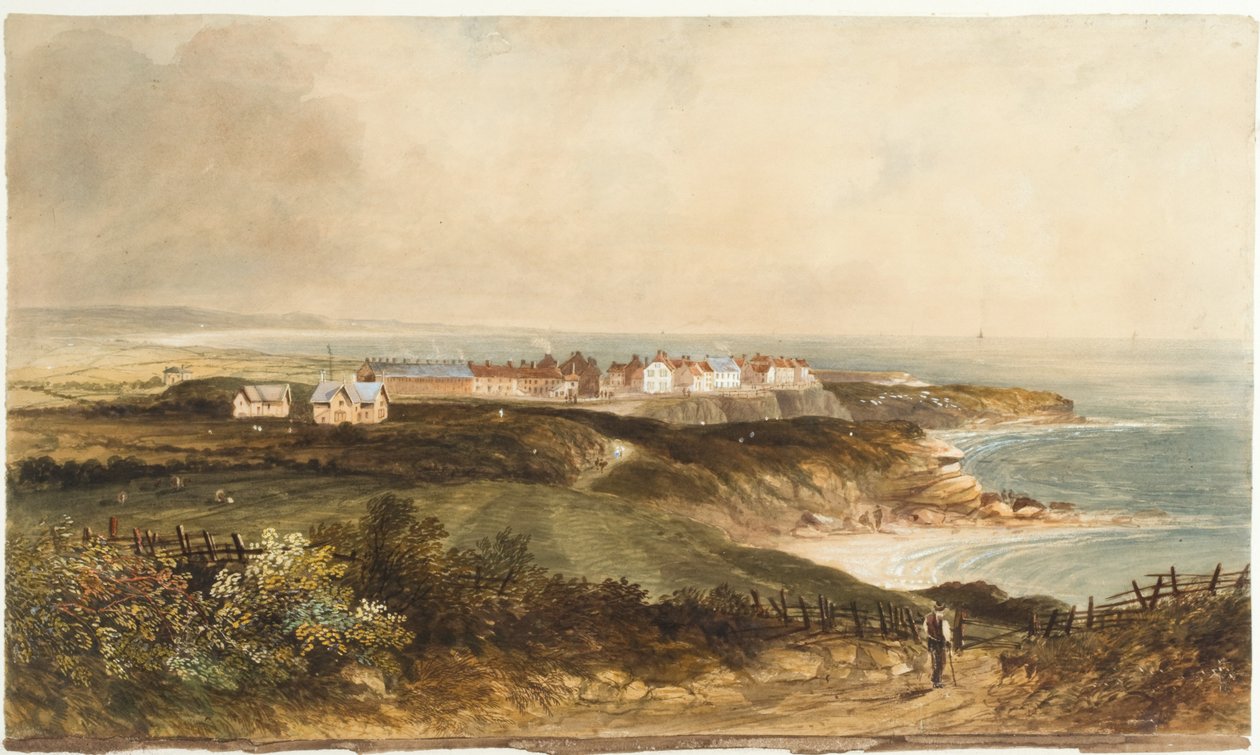 Cullercoats (farve, blyant og wc på papir) af Thomas Thorpe