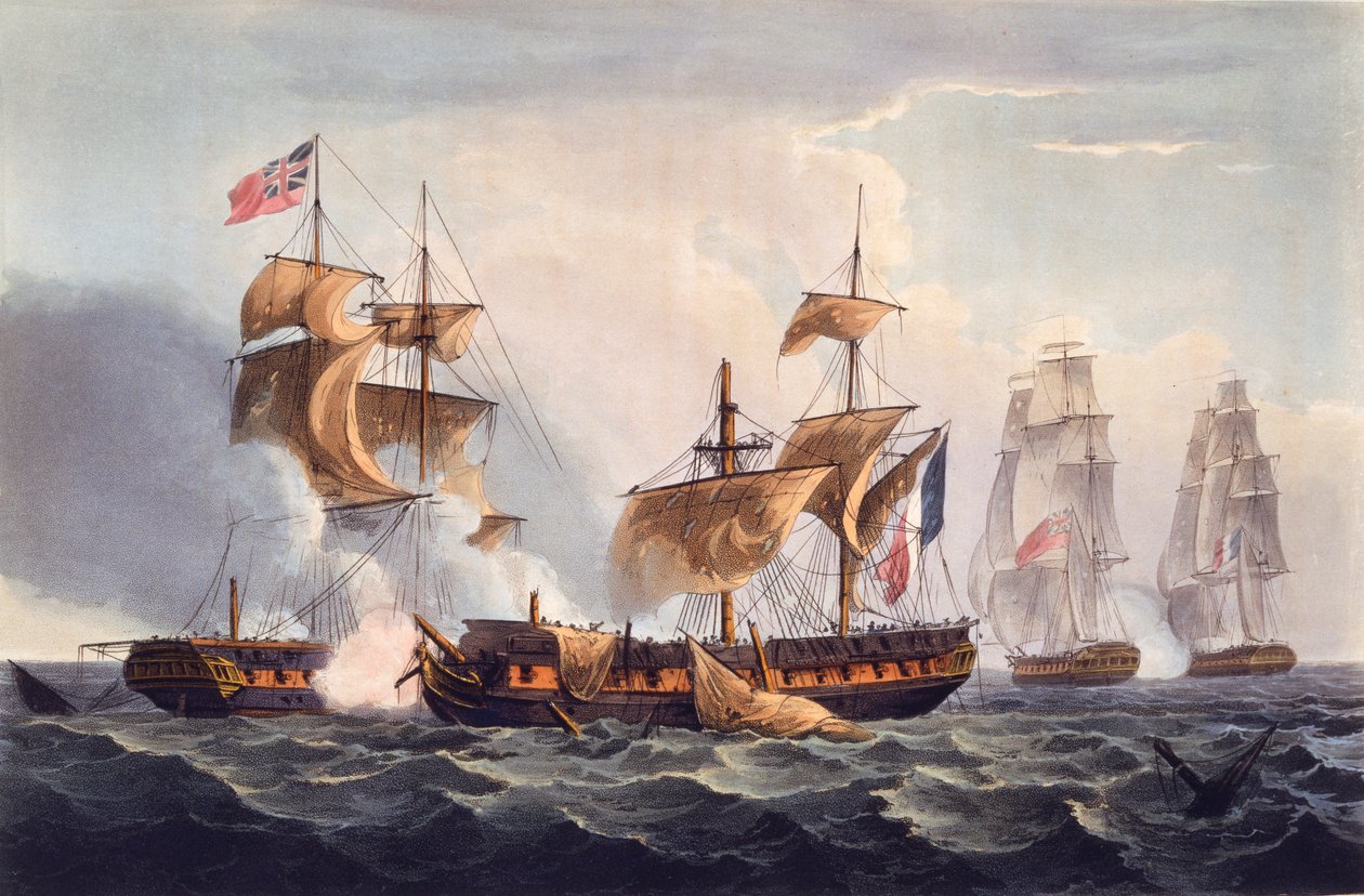 Capture of La Minerve, tryk lavet af Thomas Sutherland, fra 