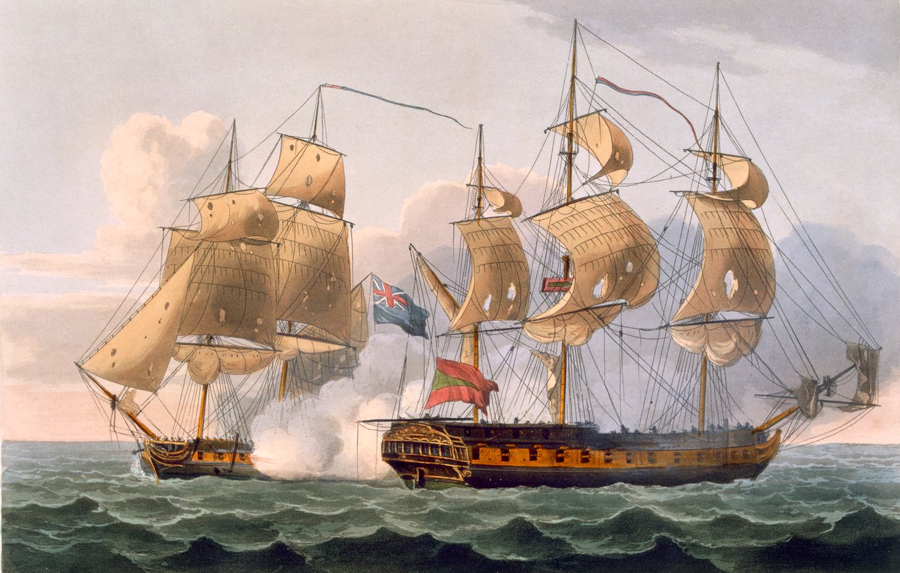 Capture of the Liguria, 7. august 1798, indgraveret af Thomas Sutherland til J. Jenkins 