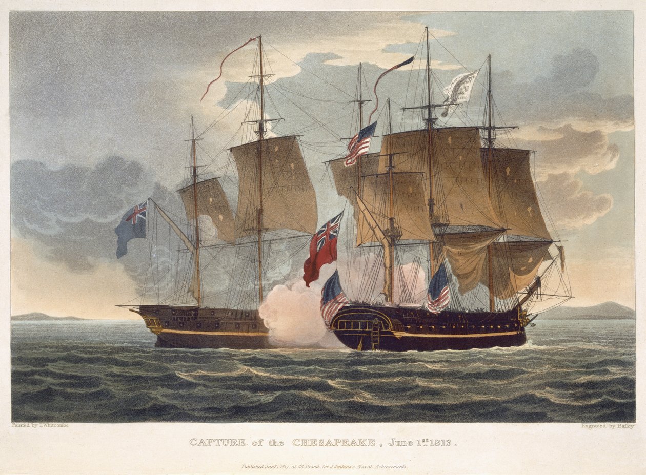 The Capture of the Chesapeake, 1. juni 1813, indgraveret af Bailey til J. Jenkins 