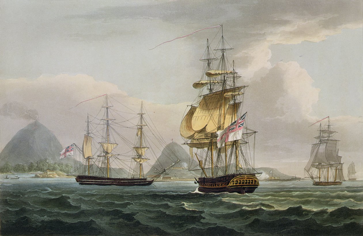 Capture of the Island of Banda, 9. august 1810, indgraveret af Thomas Sutherland til J. Jenkins 