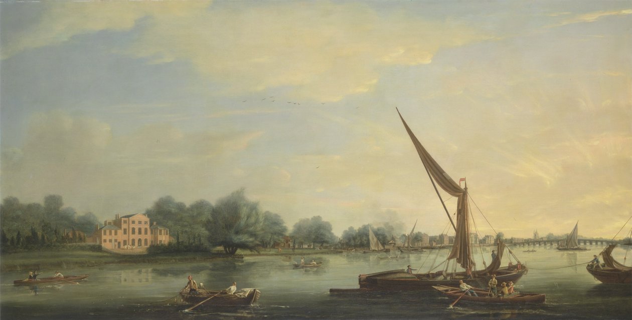 Themsen ved Chelsea, 1784 af Thomas Whitcombe