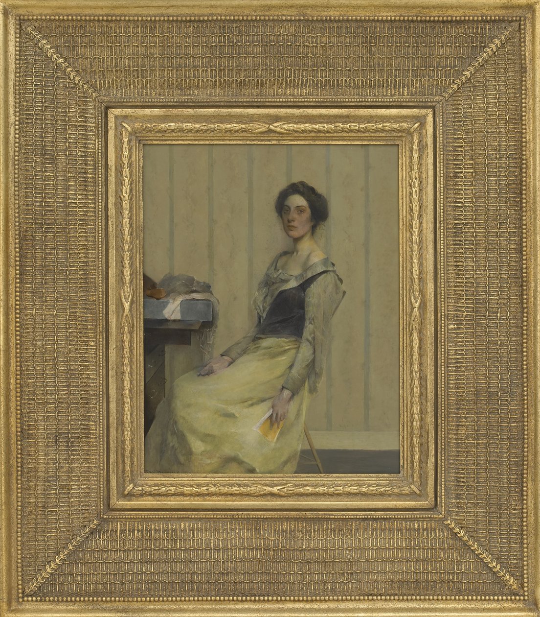 La Comediene, 1906 (olie på træpanel) af Thomas Wilmer Dewing