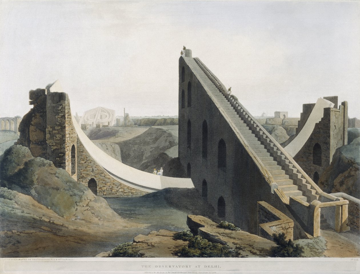 Observatoriet i Delhi, tallerken XIX fra Oriental Scenery, pub. 1808 (farvet akvatint) af Thomas und William Daniell