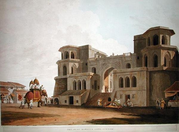 Punj Mahalla-porten, Lucnow, udgivet 1801 af Thomas und William Daniell