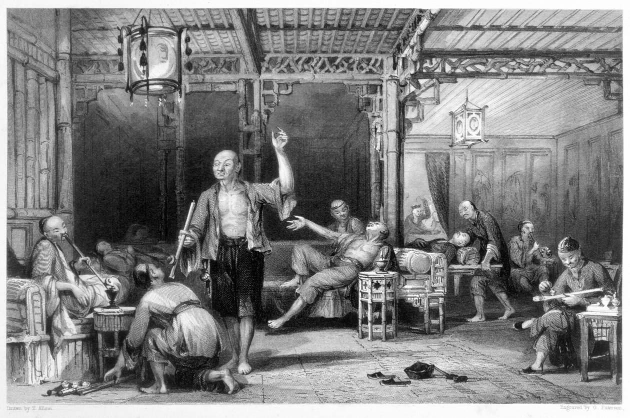 Kinesiske opiumsrygere, 1843 af Thomas Allom