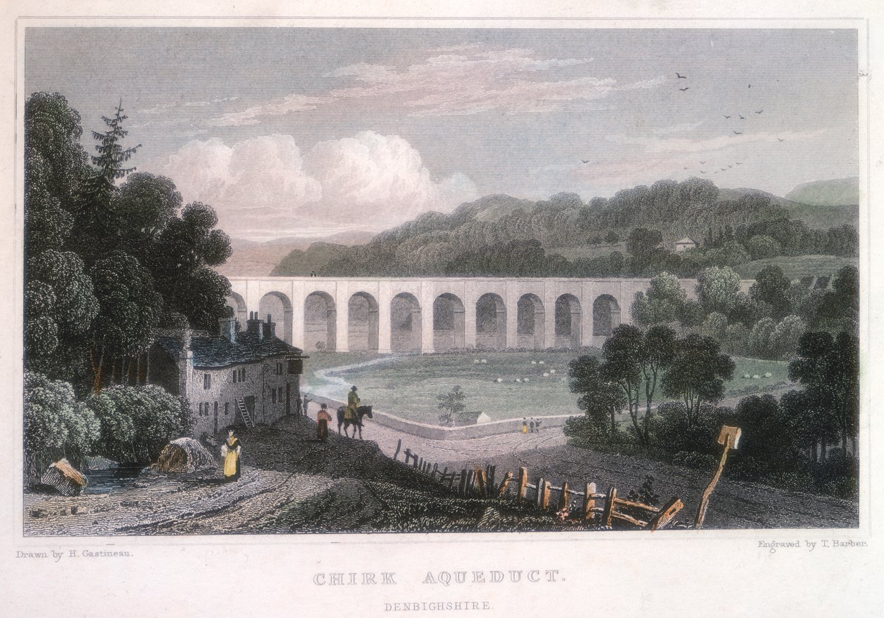 Chirk-akvædukten på Ellesmere-kanalen, c1829 af Thomas Barber