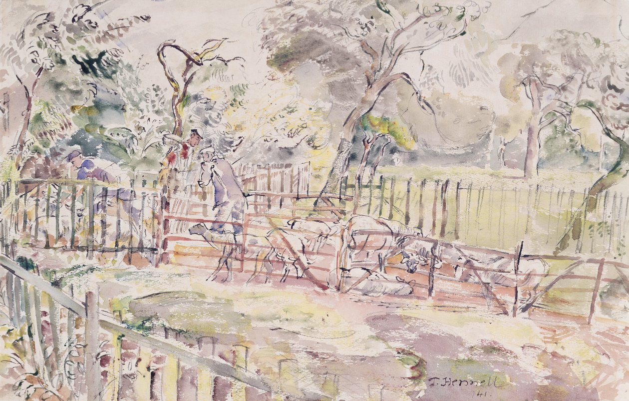 Dypning af får, New Street, Ridley, 1941 af Thomas Barclay Hennell