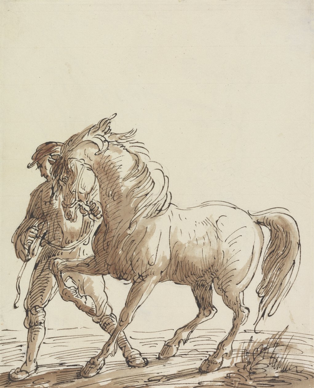 Mand, der leder en hest af Thomas Barker