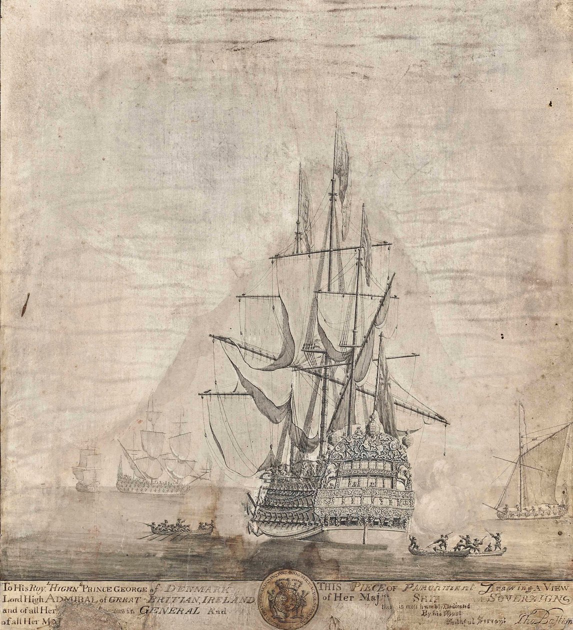 Udsigt over Hendes Majestæts skib Royal Sovereign af Thomas Baston
