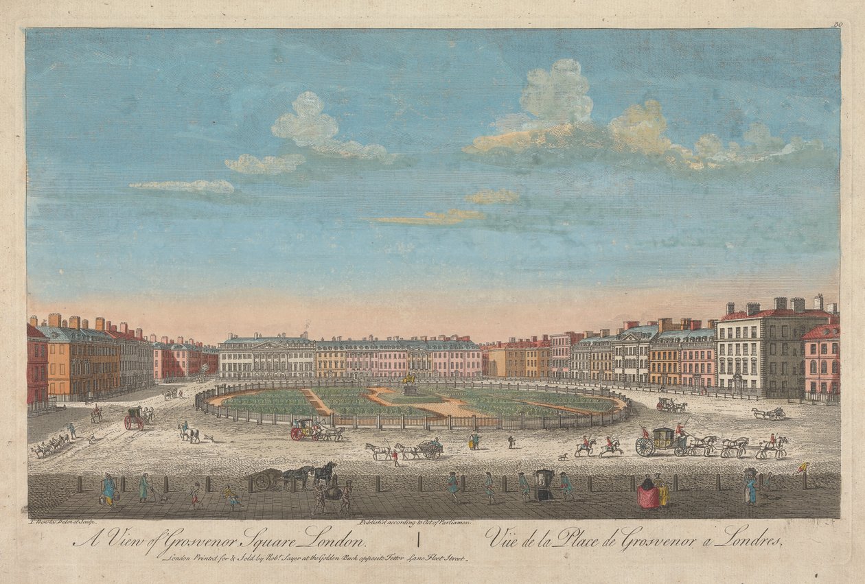 Udsigt over Grosvenor Square, London af Thomas Bowles