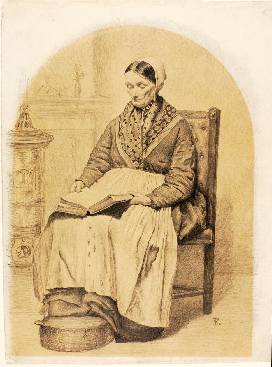 (Kvinde sidder og læser) af Thomas Charles Farrer