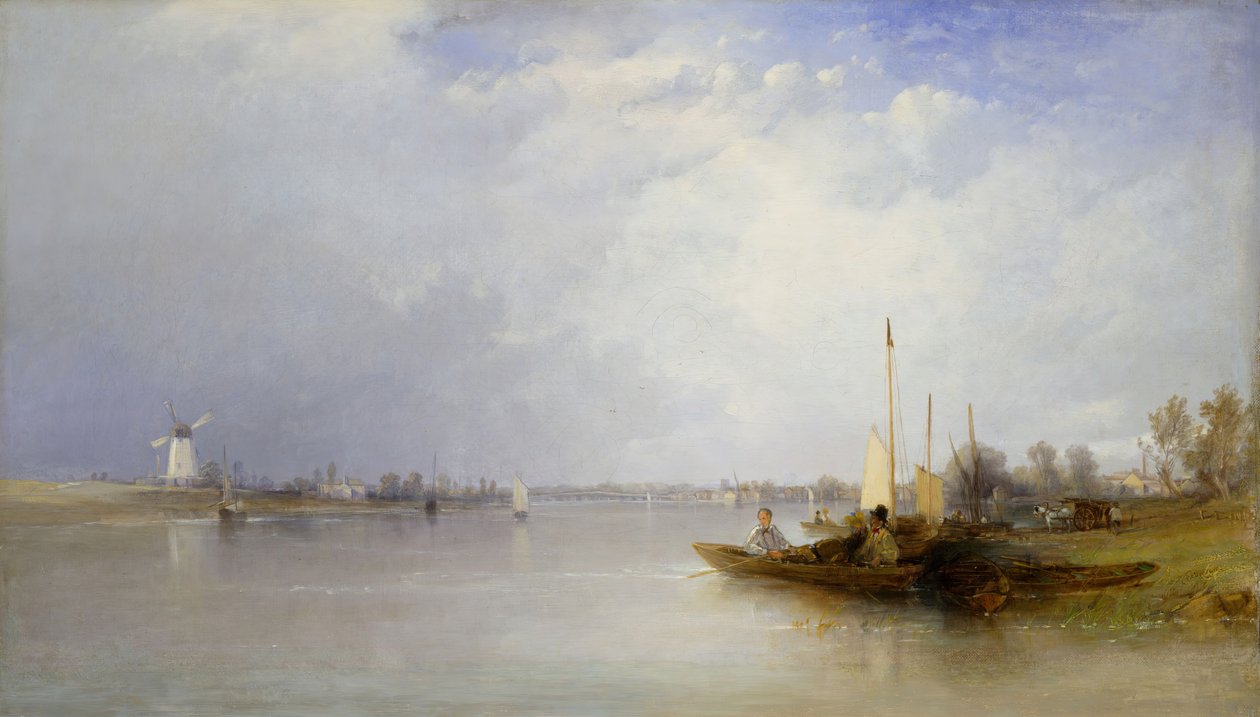 Udsigt over Themsen ved Battersea, 1834. af Thomas Creswick